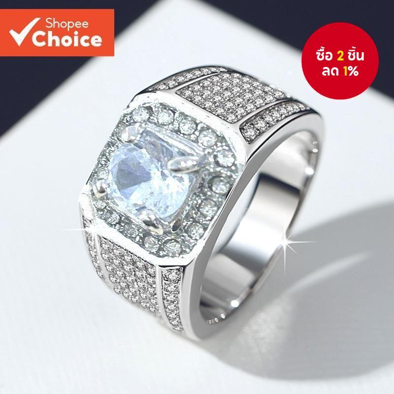 แหวน พลอยเทียม หรูหราสําหรับผู้ชาย-ฮิปฮอปประกายเครื่องประดับโลหะผสมที่ทนทานสําหรับสวมใส่ทุกวันและสไตล์ถนน