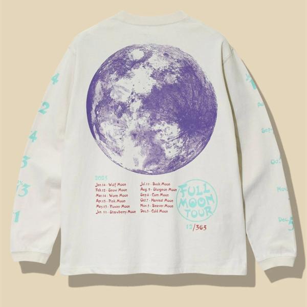 Go slow cavanavan FULL MOON TOUR Full Moon แฟชั่นการพิมพ์ผ้าฝ้าย 100% หลวมผู้ชายและผู้หญิงหลวมคุณภาพ