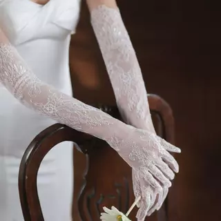 Ahour ถุงมือตาข่าย แบบสั้น สําหรับเจ้าสาว ใส่ออกงานเลี้ยง งานแต่งงาน