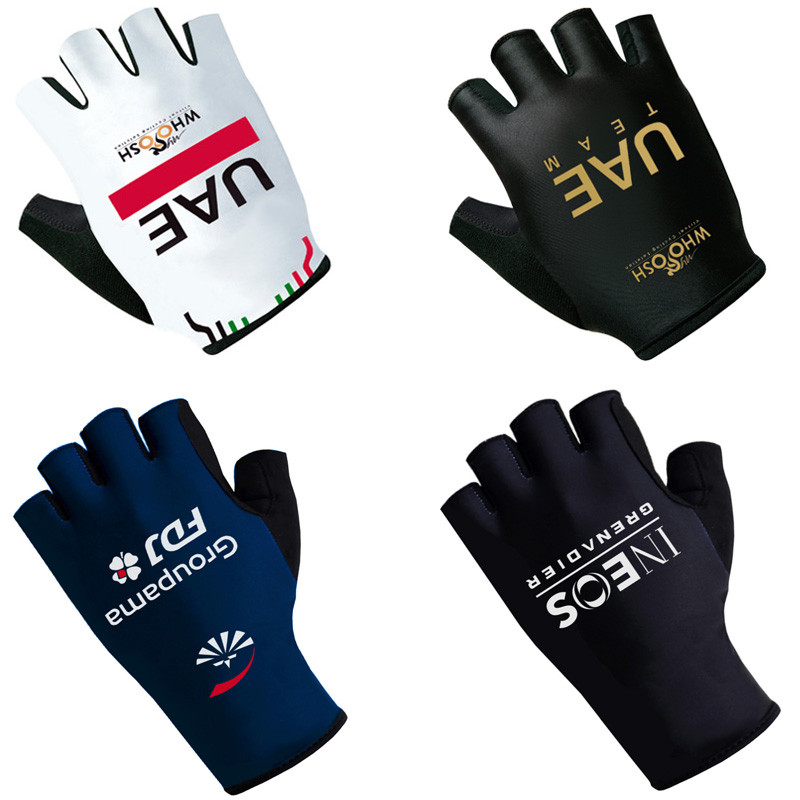 2025 UAE Cycling Gloves Half Finger Team FDJ Men Women Road Bike Gloves Running Fitness Gym Riding B