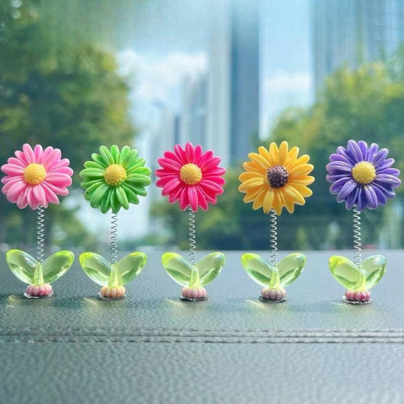 ดอกทานตะวัน 5 ชิ้น ชุด DIY ตกแต่งรถยนต์ พร้อมอุปกรณ์เพิ่มความสดและความน่ารัก