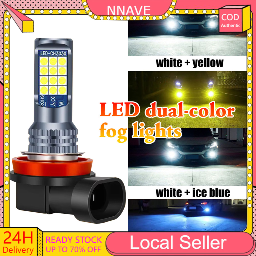 24LED ไฟตัดหมอกรถยนต์อัตโนมัติ LED Bi-Color H8/H11/H16 ไฟตัดหมอก Super Bright สําหรับวันขับรถไฟวิ่ง