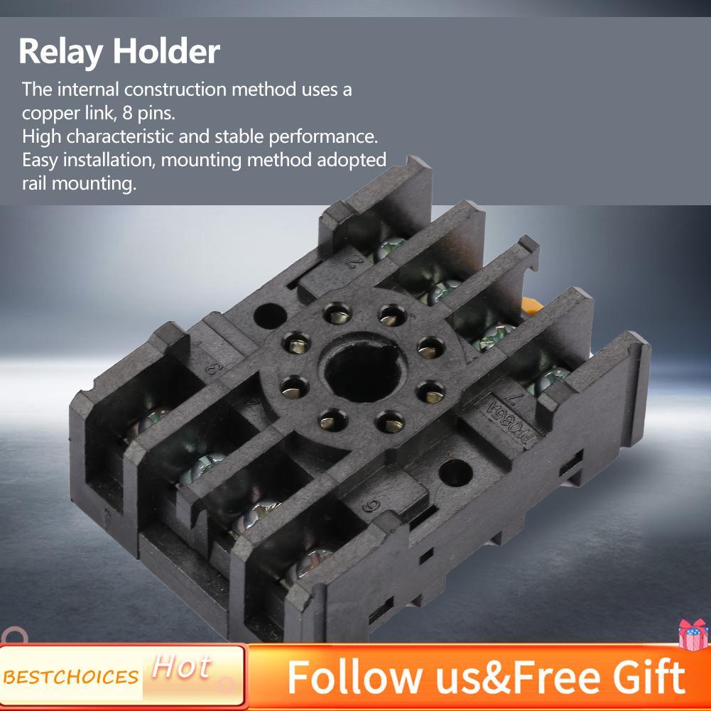 Bestchoices Bestchoices ที่วางรีเลย์ PF085A 300V 7A 8Pin Rail Mount ฐานซ็อกเก็ตไฟฟ้า