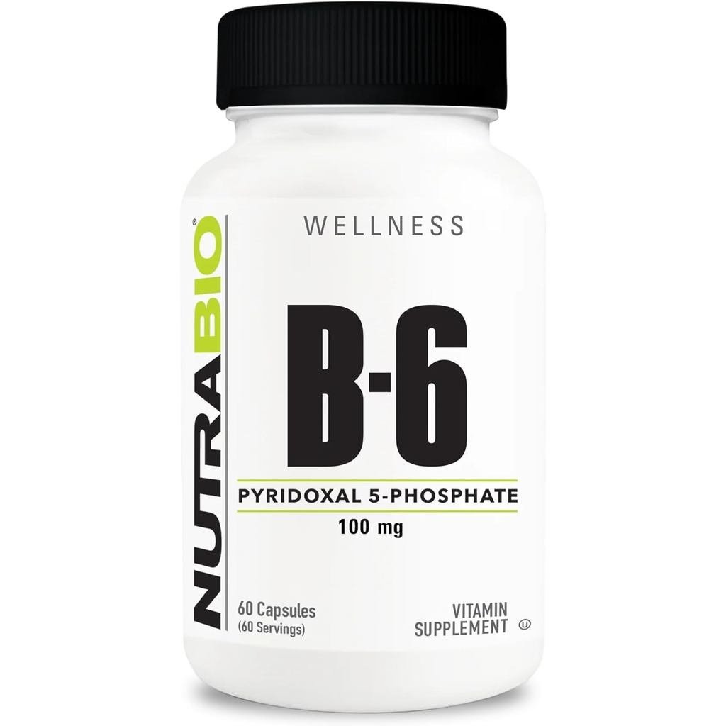 NutraBio วิตามิน B6 P5P (Pyridoxal 5-Phosphate), เสิร์ฟละ 100 มก., วิตามิน B6, อาหารเสริมวิตามิน B6 
