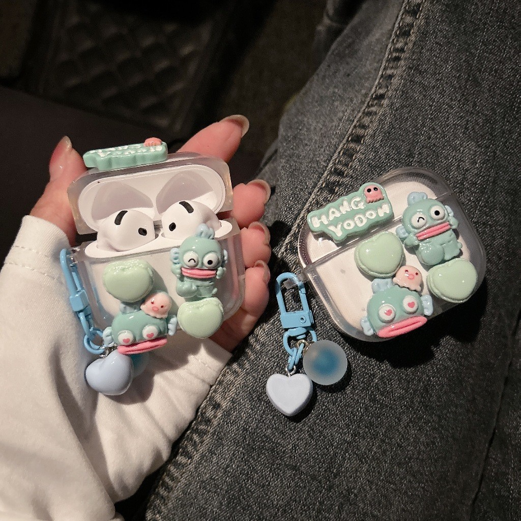 ปลาเขียว เคสหูฟัง 1/2/3/4 เคสใสการ์ตูนนูน Airpods เคสหูฟังบลูทูธ เคสหูฟังไร้สาย pro pro2 gen gen2 ge