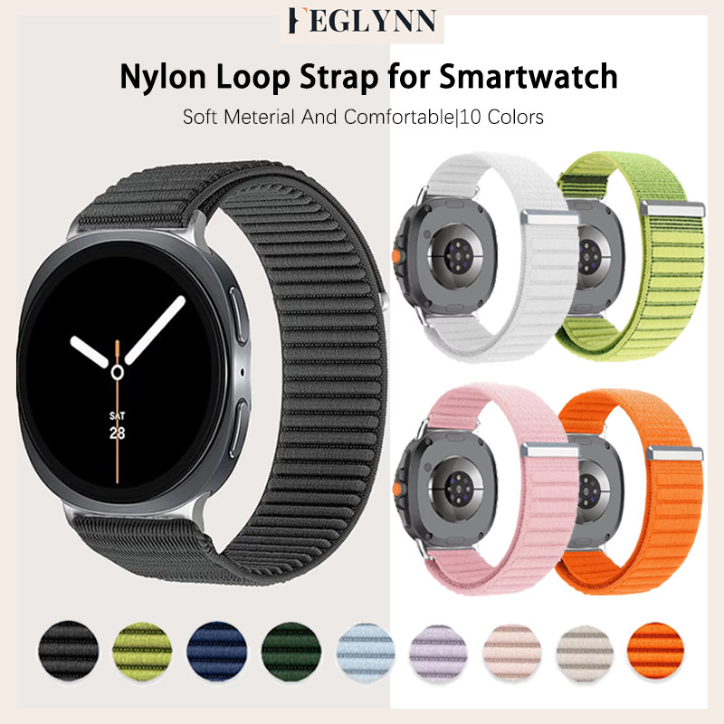 สายไนลอนกีฬาอ่อน for Samsung Galaxy Watch 9 8 40mm 44mm Classic 47mm 46mm สายรัดข้อมือแบบปรับได้ อุปกรณ์เสริม