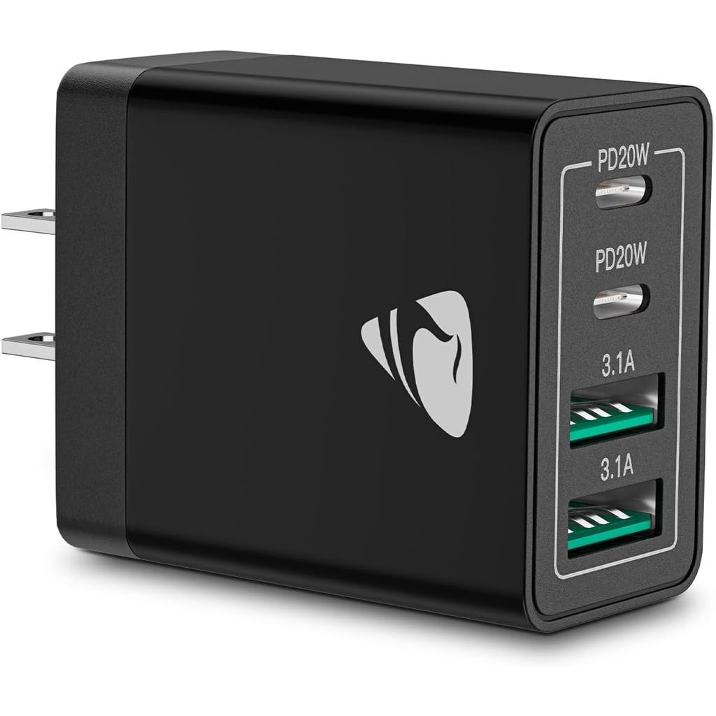 USB C Charger Block, 40W USB C Wall Charger PD + QC 3.0 Double Port Power Adapter, 4-Port Multiport 