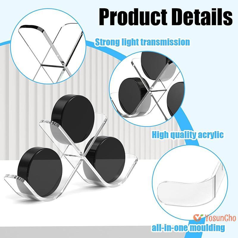 Case แสดง puck ฮอกกี้แบบอะคริลิค ยืนได้เอง พร้อมใช้งานสำหรับ puck ฮอกกี้ 3 อัน