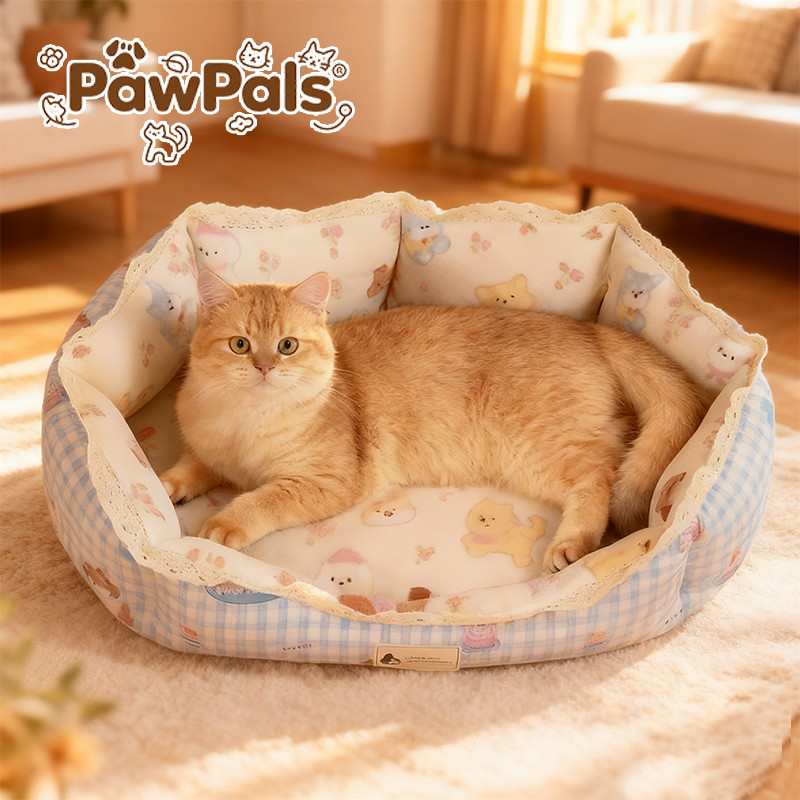 PawPals  ที่นอนหมาเล็ก เบาะนอนแมว ที่นอนสุนัข ป้องกันลม สไตล์เจ้าหญิง