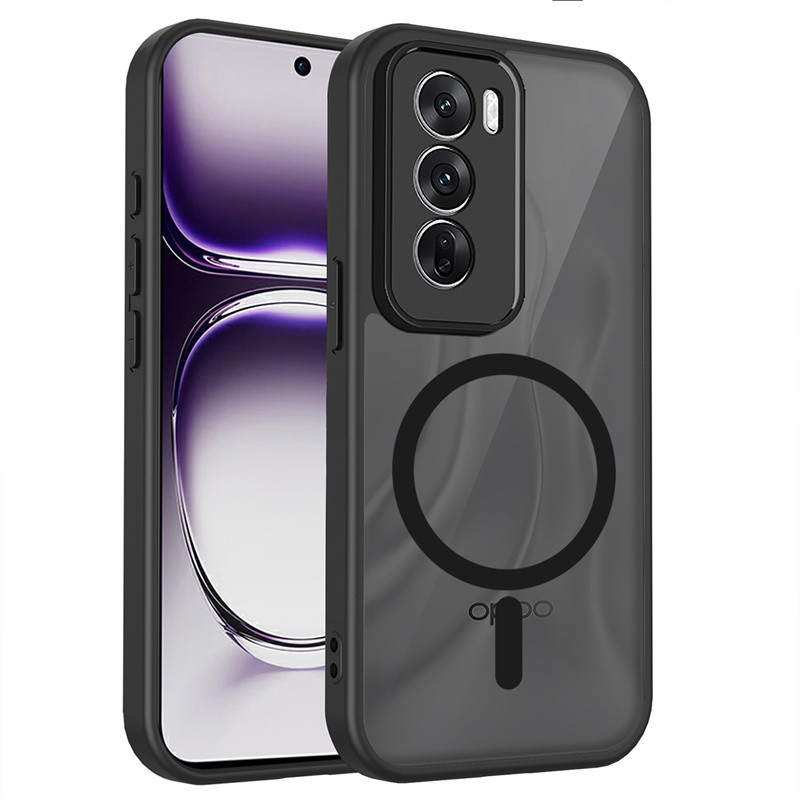 สําหรับ OPPO Reno 12 5G, เคสโทรศัพท์สีดําโปร่งใสฝ้าขายดี, PC ชาร์จไร้สายฝาครอบป้องกันการตกกระแทก