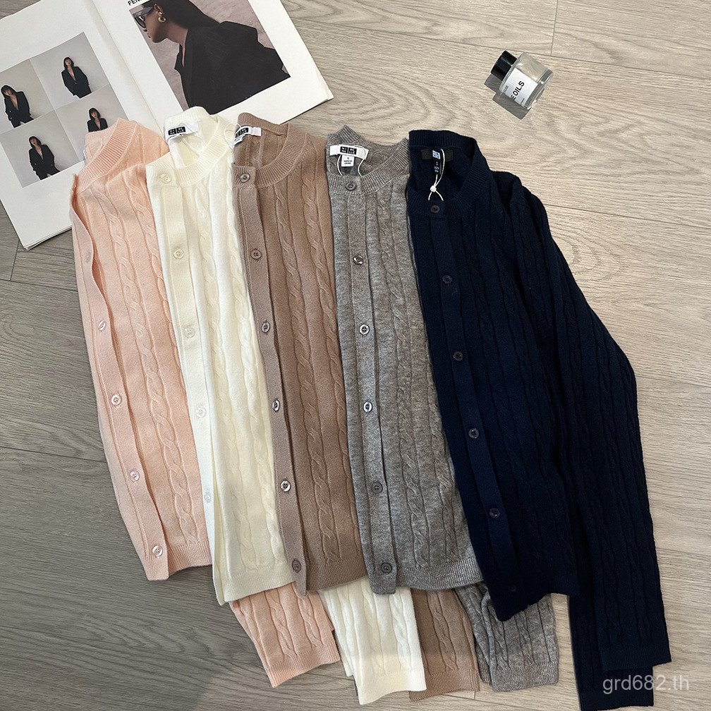 ห้องลองชุด ดอกไม้ปุ่มอ่อน471612ผู้หญิงหวานสีทึบคาร์ดิแกนทุกการแข่งขันสบายรอบคอถัก NRP5