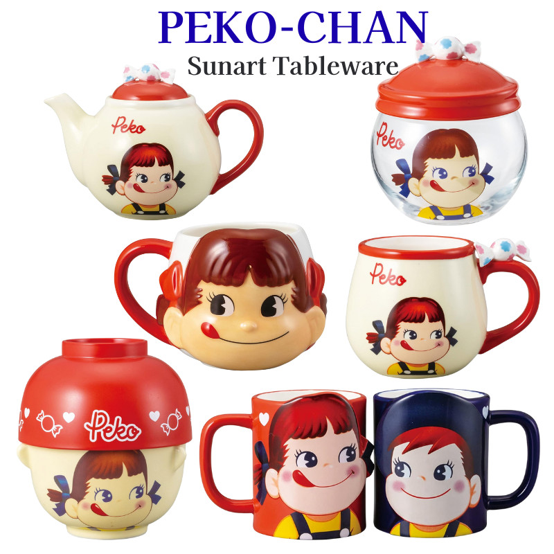 Peko-chan Collection by San Art - 320ml Candy Pot, 500ml Tea Pot, 300ml Mug with Figure, 350ml Face 
