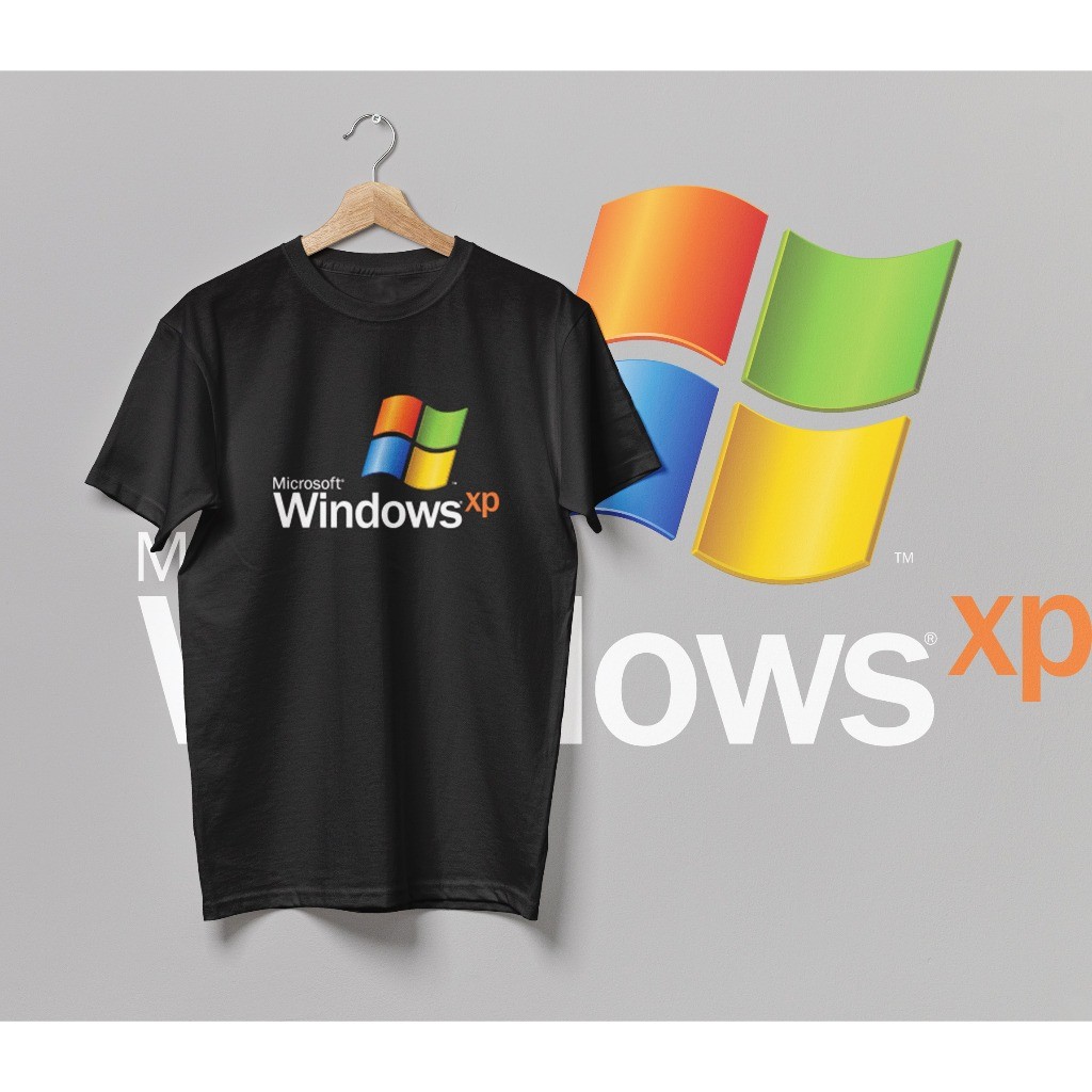 เสื้อทีชาร์ตออกแบบ Windows XP สี 3 ตัวเลือก ขาว ดำ น้ำเงิน ผ้าฝ้าย100% เพศทั้งสองเพศ สั้นแขน คอวง สดใส่
