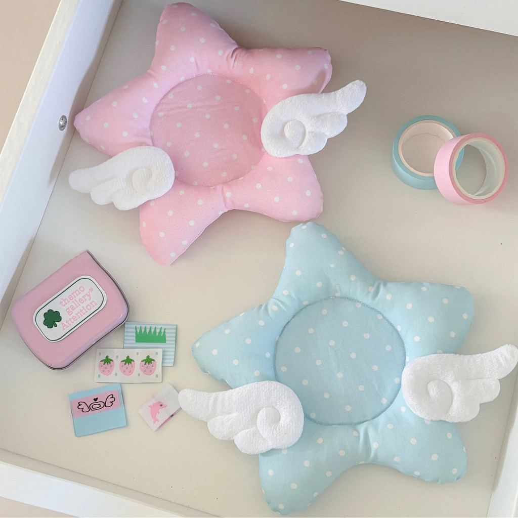 Blue Pink Polka Dot Star Wings ผ้าฝ้ายหนา-เติมฉนวนกันความร้อน Coaster Kabo Posing Props