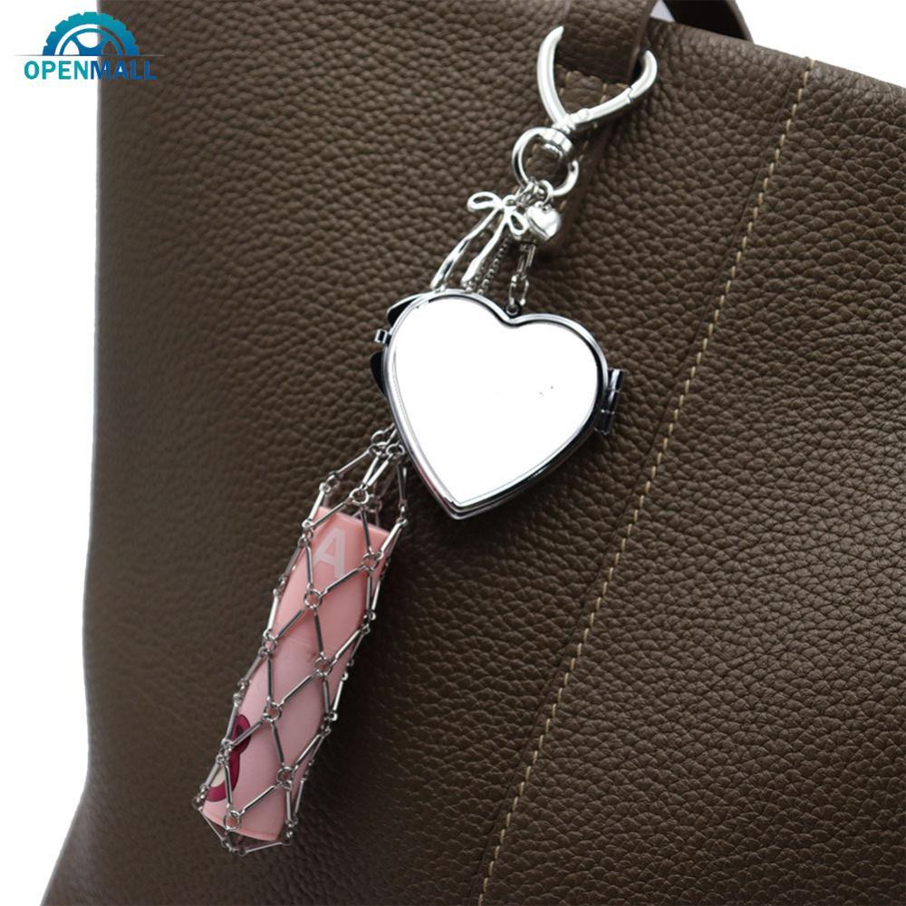 OPENMALL กระเป๋าเก็บลิปสติกถุงตาข่ายจี้ที่ใส่ลิปสติก Chic Metallic Finish Daily Carry Essential อินเ