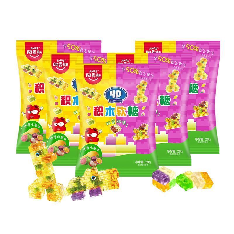 2025 ใหม่ Armas Marshmallow Building Block Gummy Fruit Flavour Tropical Fruit Flavour Casual Snacks 