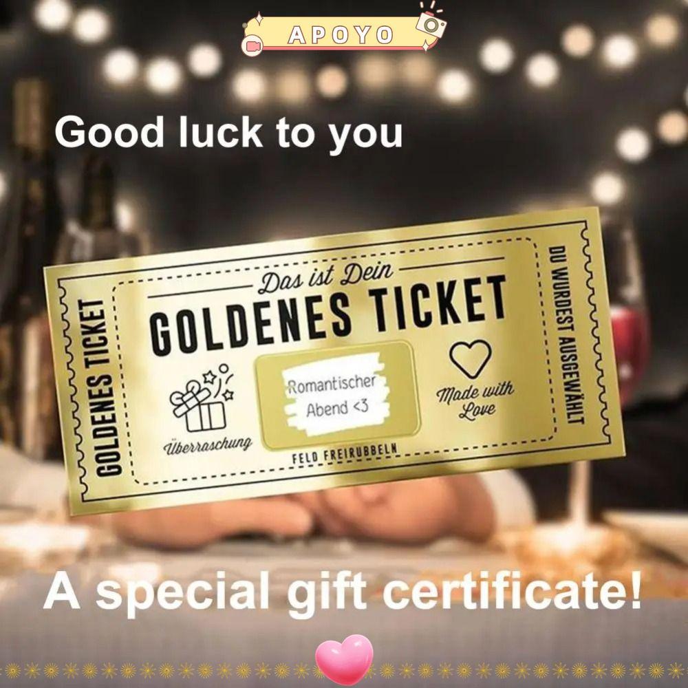 APOYO Golden Ticket Scratch Card, Raffle Gift Concert Ticket, with Envelope Scratch Ticket Party Fav