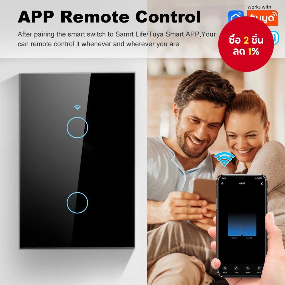 Tuya WiFi Smart Wall Switch US Touch ไม่ต้องใช้ Neutral Smart Life