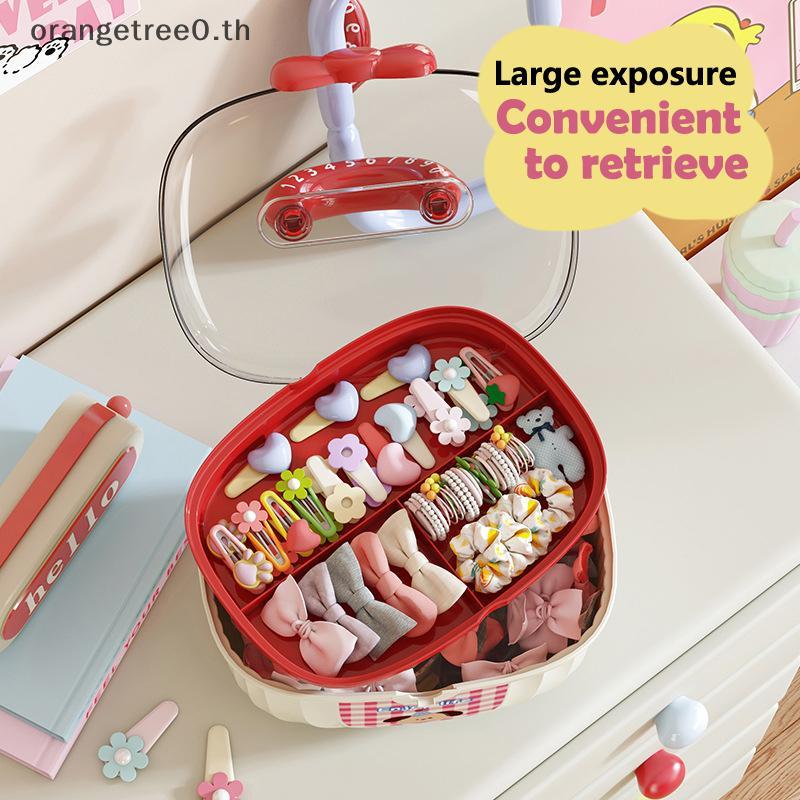 หรือ 1 ชิ้นกล่องเครื่องประดับผมเด็ก Double-layer แบบพกพาต่างหูสร้อยข้อมือสร้อยคอกล่องเก็บแต่งหน้า oe