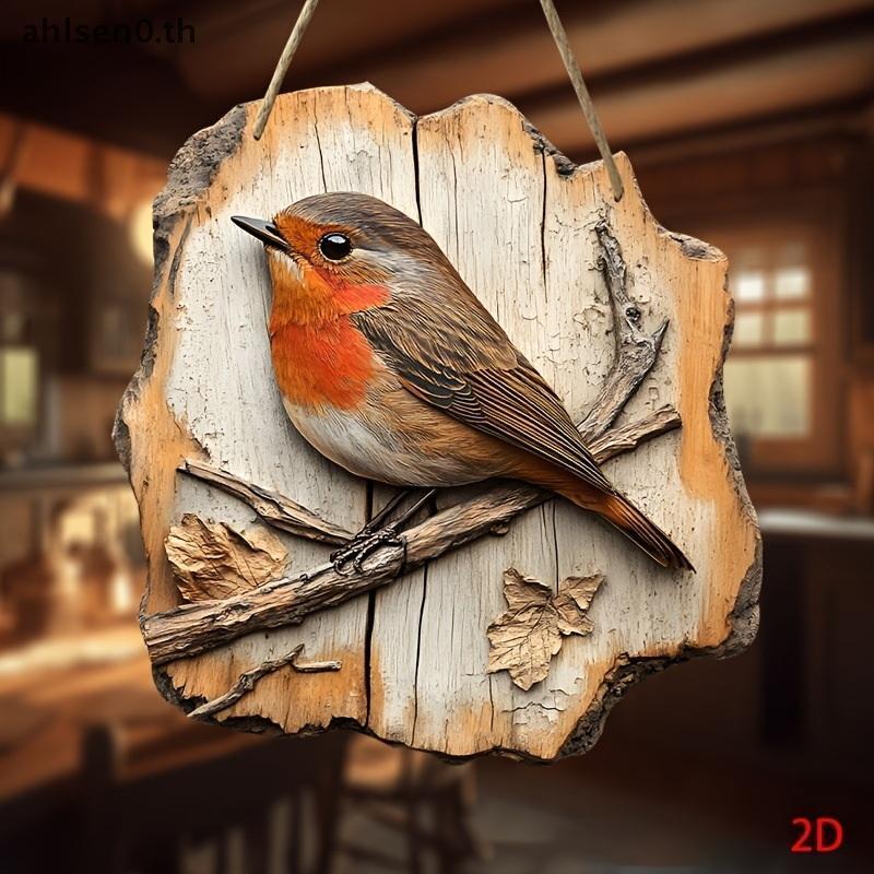 Ahlsen0 1 PC Vintage 2D นกไม้ป้าย 8in Farmhouse Wall ตกแต่ง Bird Market Porch Home Photo พื้นหลัง th