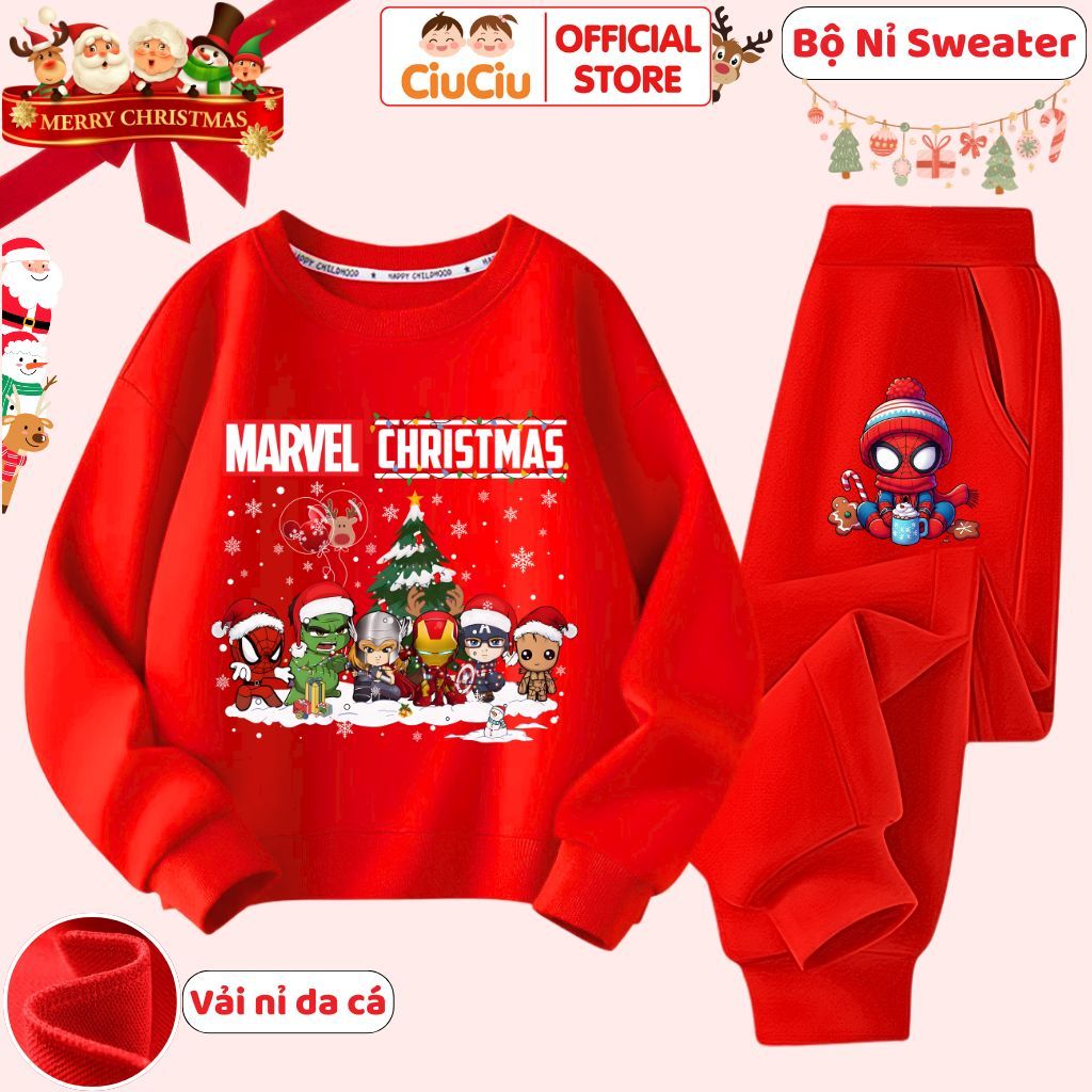 Marvel Christmas Superman Clothing Set for Boys CIUCIU Warm Thermal Fishskin Fleece Fabric