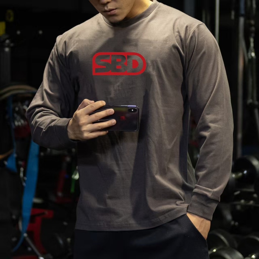 พร้อมส่ง SBD strongman race เสื้อยืดแขนยาวการฝึกอบรมกีฬารอบคอ plus size American 100% Premium Cotton
