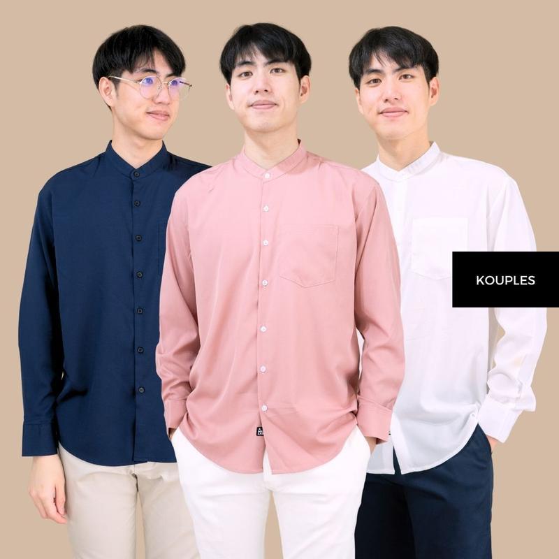 เสื้อคอจีนแขนยาว เสื้อเชิ้ต unisex CHINESE LONG SLEEVE HAVANA by KOUPLES  เสื้อเชิ้ต ผู้ชาย แขนยาว