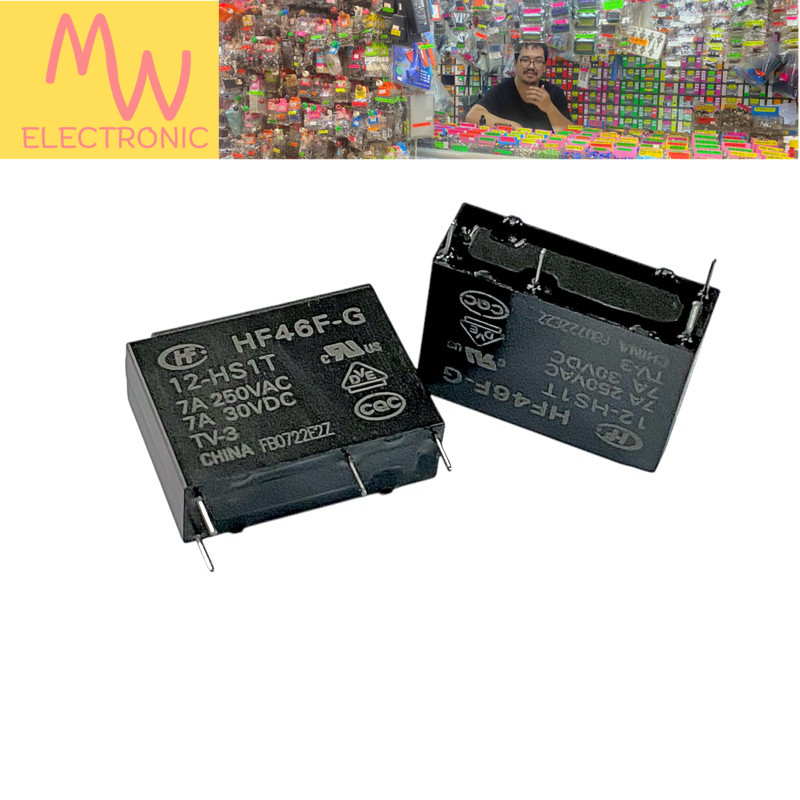 Relay HF46F-G-12-HS1T(ราคาต่อ 1ชิ้น)รีเลย์ DC12V-7A-4ขา ขนาด 6.5x10.5x9.5mm มีสินค้าพร้อมส่งในไทย