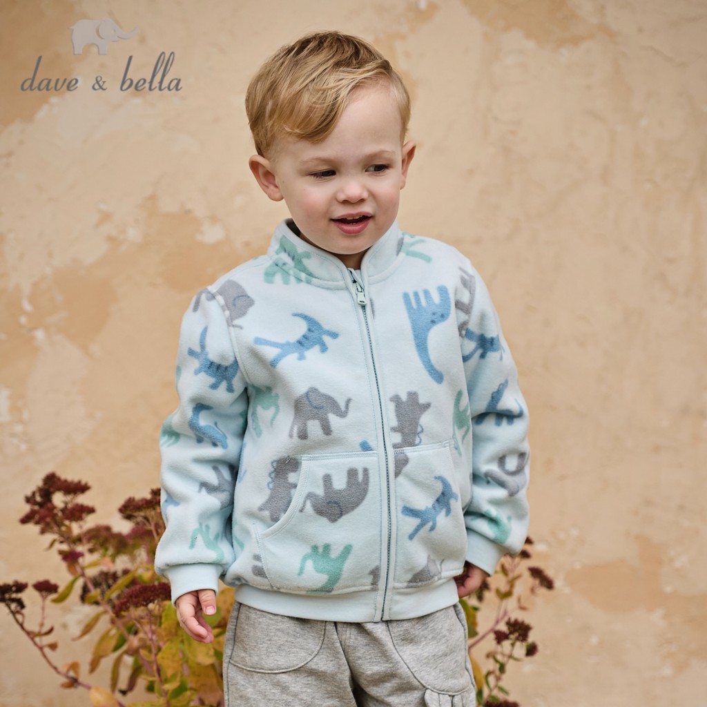 Dave Bella เสื้อคลุมเด็ก คาร์ดิแกนเด็ก แฟชั่นฤดูใบไม้ร่วง cardigan นุ่มสบาย แขนยาวมีซิป DB396-EE