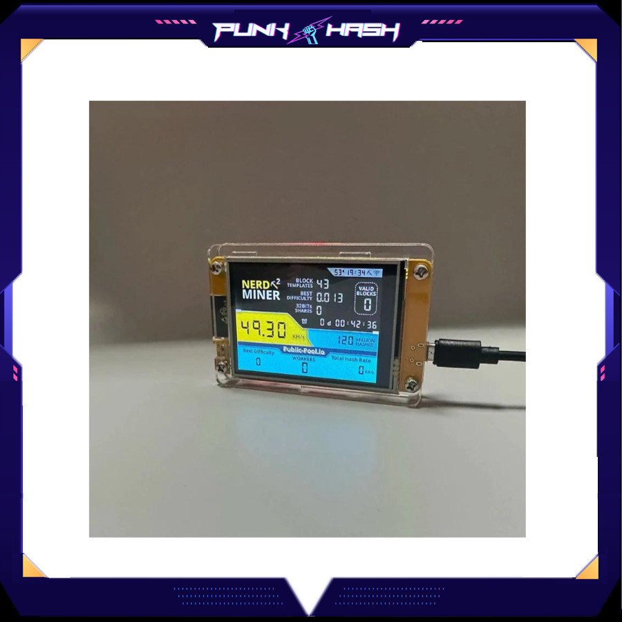 NerdMiner V2 2.8 นิ้วรุ่นขยาย Lotto Machine การใช้พลังงานต่ําโหมดเดี่ยวไม่จํากัด คํานวณ 55KH