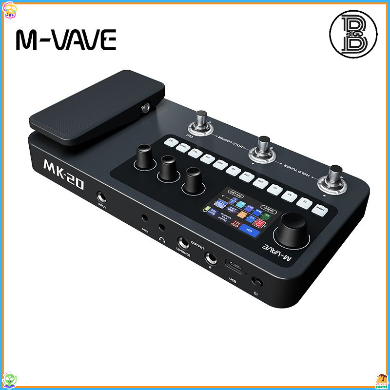 M-VAVE MK-20 มัลติฟังก์ชั่นกีตาร์/เบส Effector Pedal พร้อม 120 AMP รุ่น, 10 เอฟเฟกต์, MIDI & IR Samp