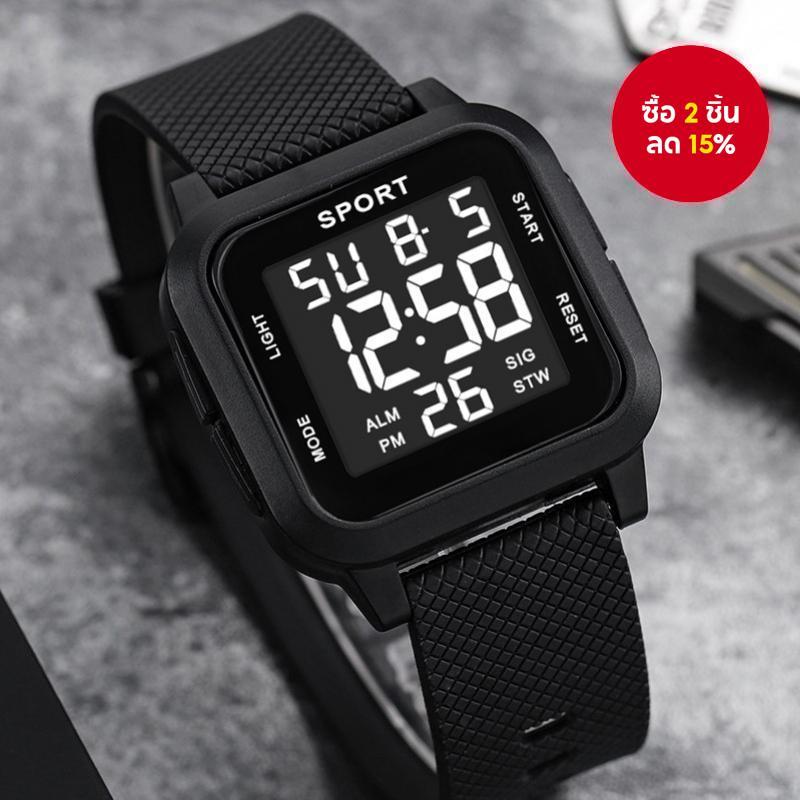 นาฬิกาทรงสี่เหลี่ยมผู้ชายมัลติฟังก์ชั่น: ช่องเวลากีฬากลางแจ้งเรืองแสงสําหรับเด็กผู้ชาย