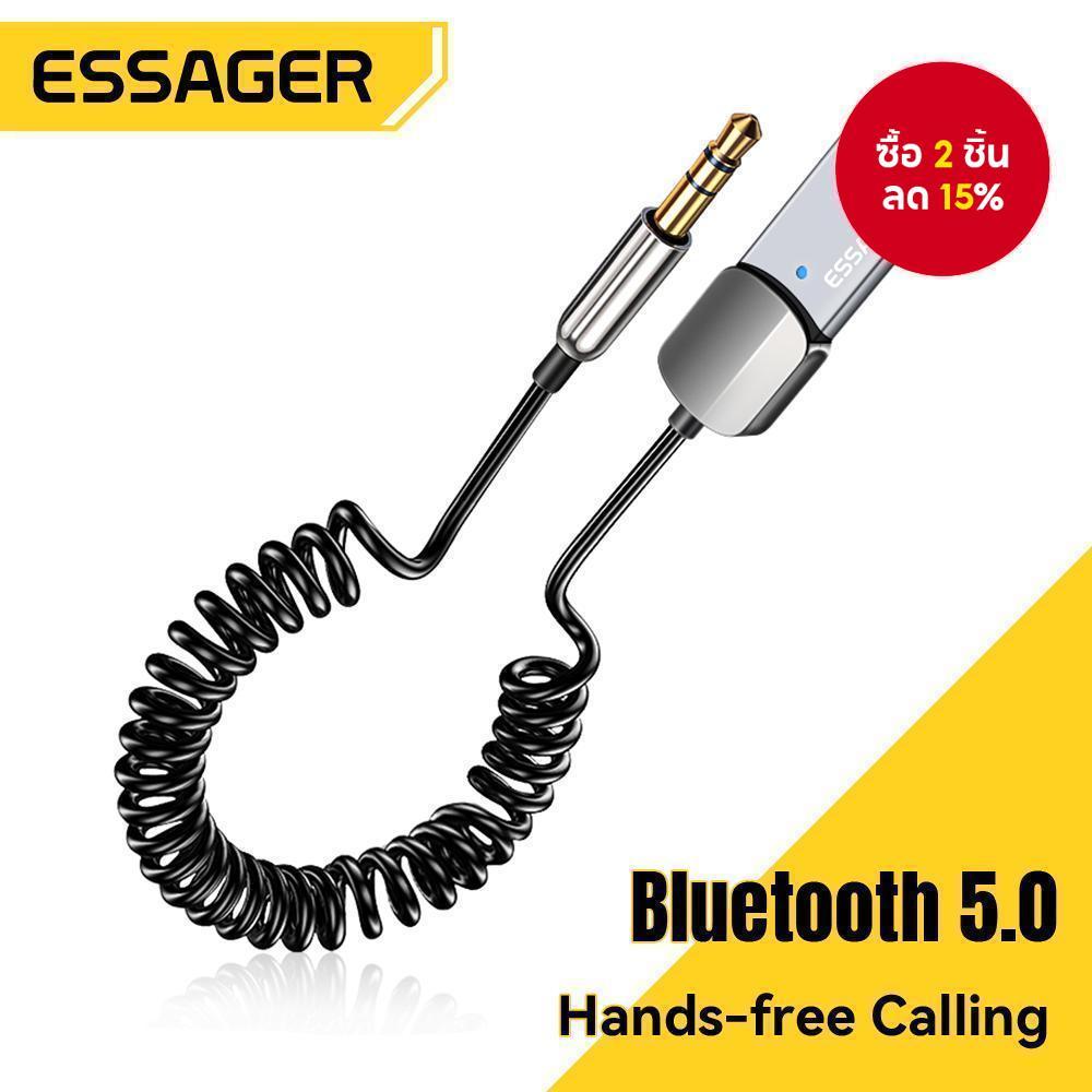 Essager อะแดปเตอร์รับสัญญาณเสียงไร้สาย Bluetooth 5.0 Aux Usb ถึง 3.5 มม. แจ็คเสียงไมโครโฟนแฮนด์ฟรีสําหรับรถยนต์เครื่องรับบลูทูธ