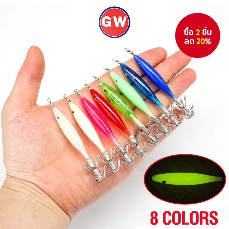 เหยื่อตกปลาหมึกเรืองแสงในที่มืด พลาสติกแข็ง 3D 6 ซม. 5 กรัม 8 สี 1 ชิ้น