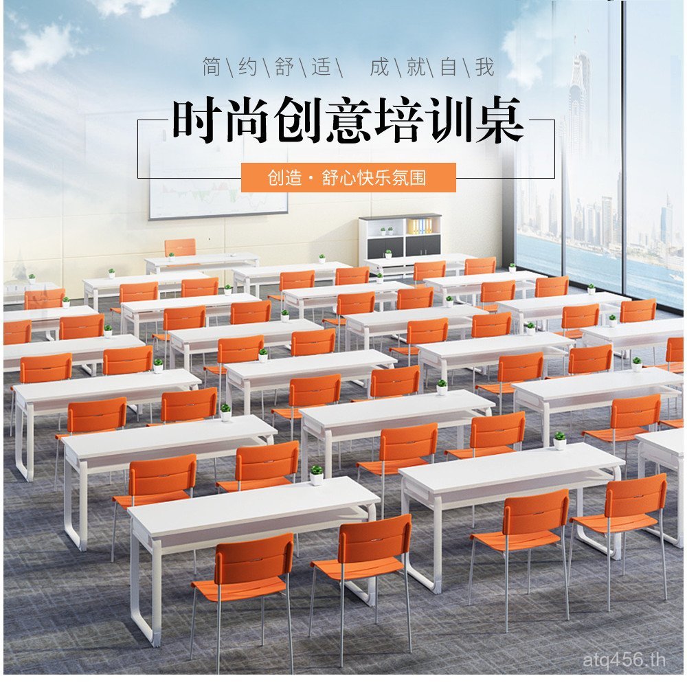 โต๊ะเก้าอี้ Cram School Student Conference Table Set Educational Table Chair Long Table Folding Doub