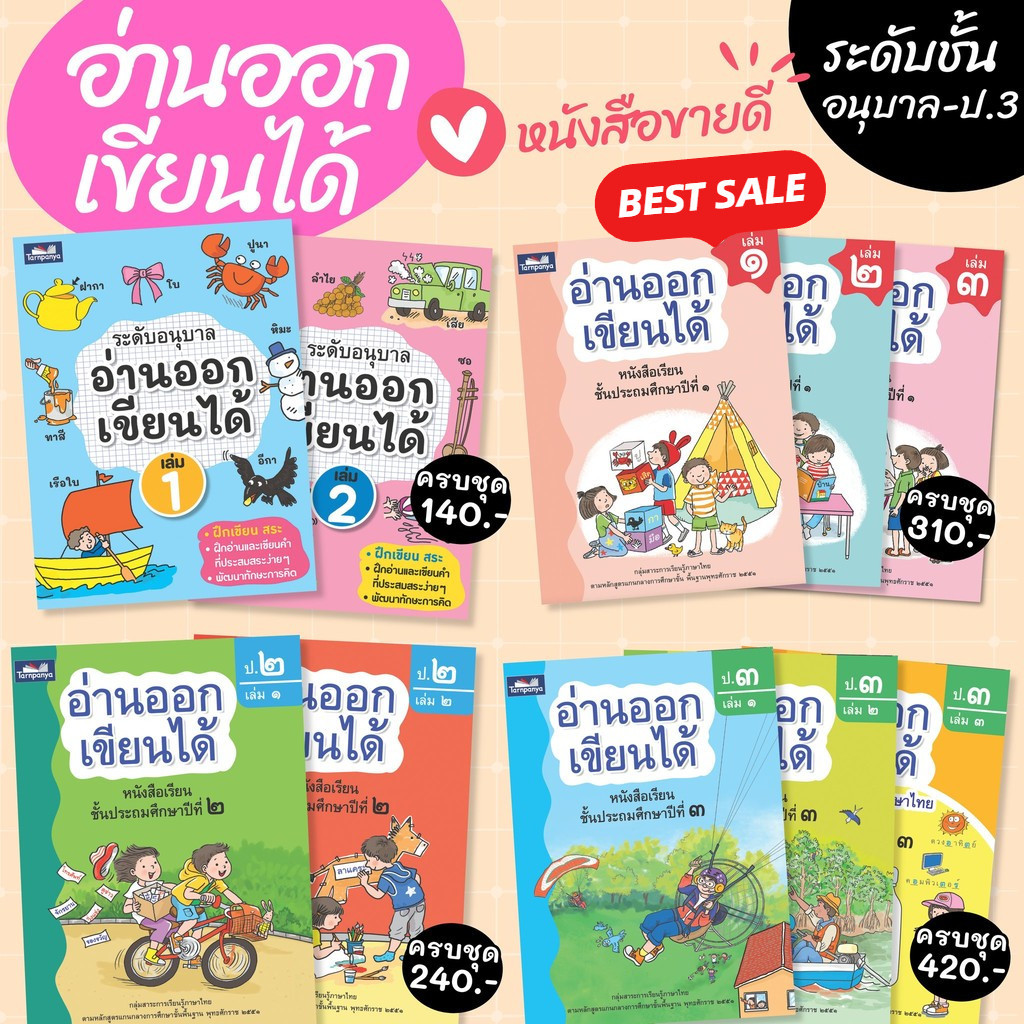 หนังสือเด็ก อ่านออกเขียนได้ แบบฝึกอ่านเขียนภาษาไทย หนังสือภาษาไทย -- ระดับอนุบาล ป1 ป2 ป3 ธารปัญญา