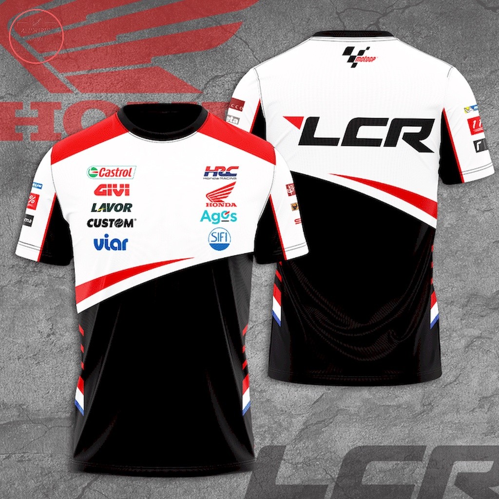เสื้อยืดโพลีเอสเตอร์ 3D พิมพ์ ลายทีมแข่งขัน MotoGP LCR Honda HRC