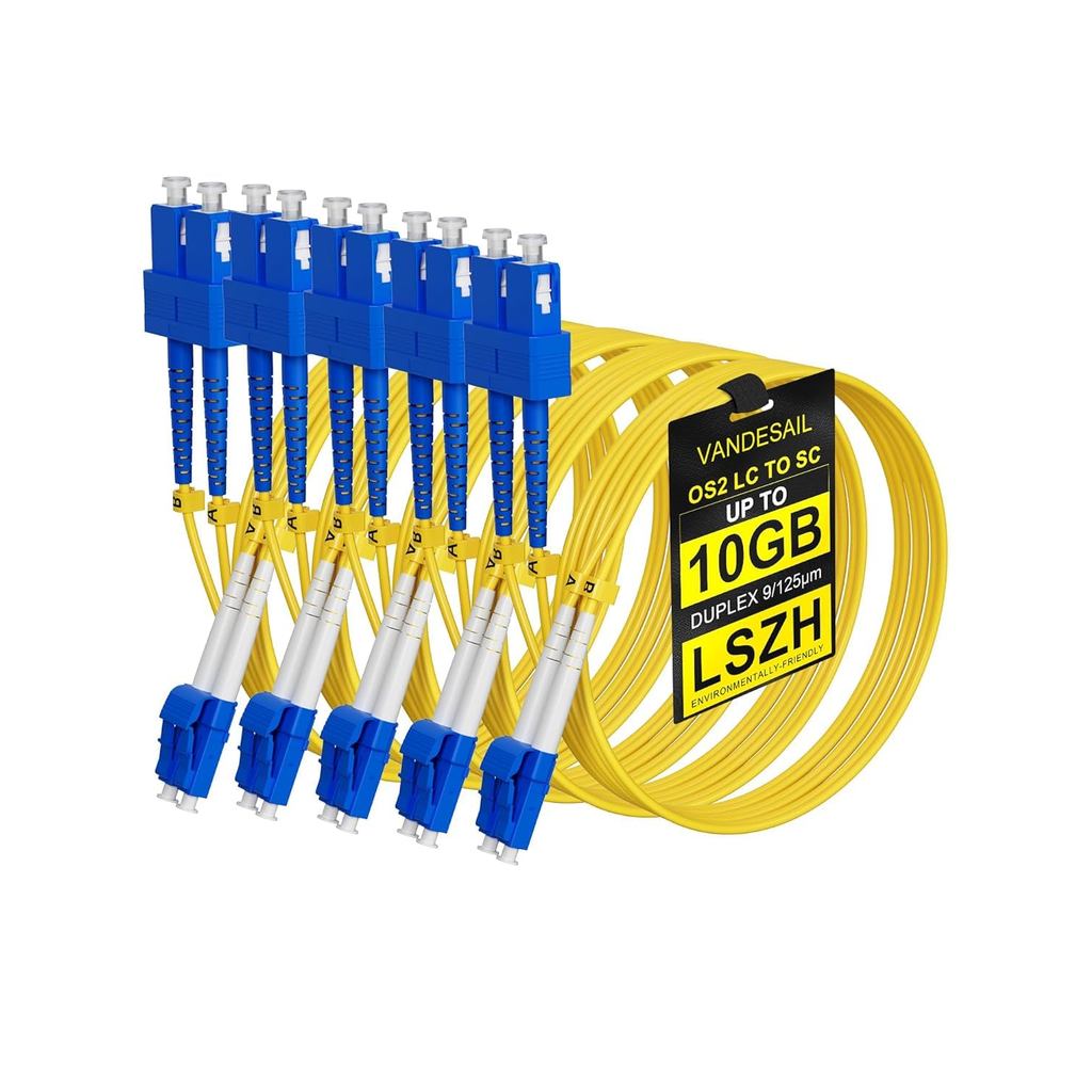4M 5Pack OS2 LC to SC Fiber Patch Cable, Single Mode Duplex 1G/10GB Fiber Optic Patch Cord - 4M (13F