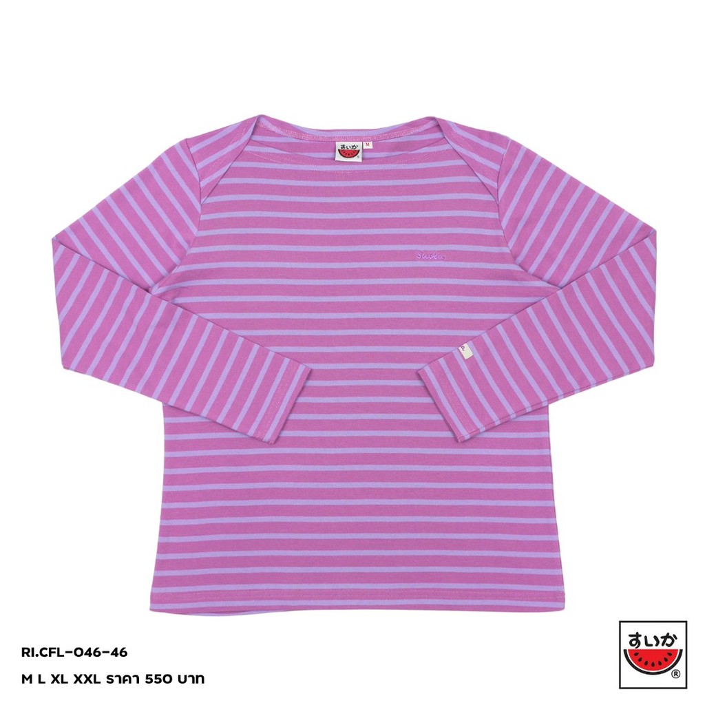เสื้อแตงโม (SUIKA) - เสื้อแตงโม คอปาดแขนยาว ลายริ้ว (RI.CFL-046) — صورة 4