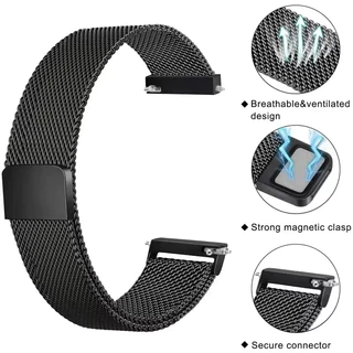 20mm 22mm ห่วงสาย Milanese แถบโลหะสแตนเลส for Redmi Watch 5 Active/Samsung Galaxy Watch/ Huawei/Garmin/Amazfit Bip 6