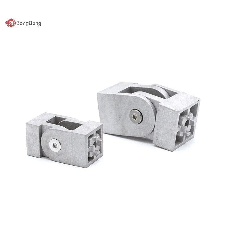 ABongBang 1PCS 202030/4040 สังกะสี/โปรไฟล์อลูมิเนียม Living บานพับอุปกรณ์มุมขวายืดหยุ่น Pivot Joint 