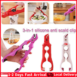 ⚡SG Stock⚡2PCS New 3IN1 Anti Slip Clip With Bottle Opener Heat-Resistant Bowl Plate Grippers Food-grade Cooking Tweezers For Kitchen Tools