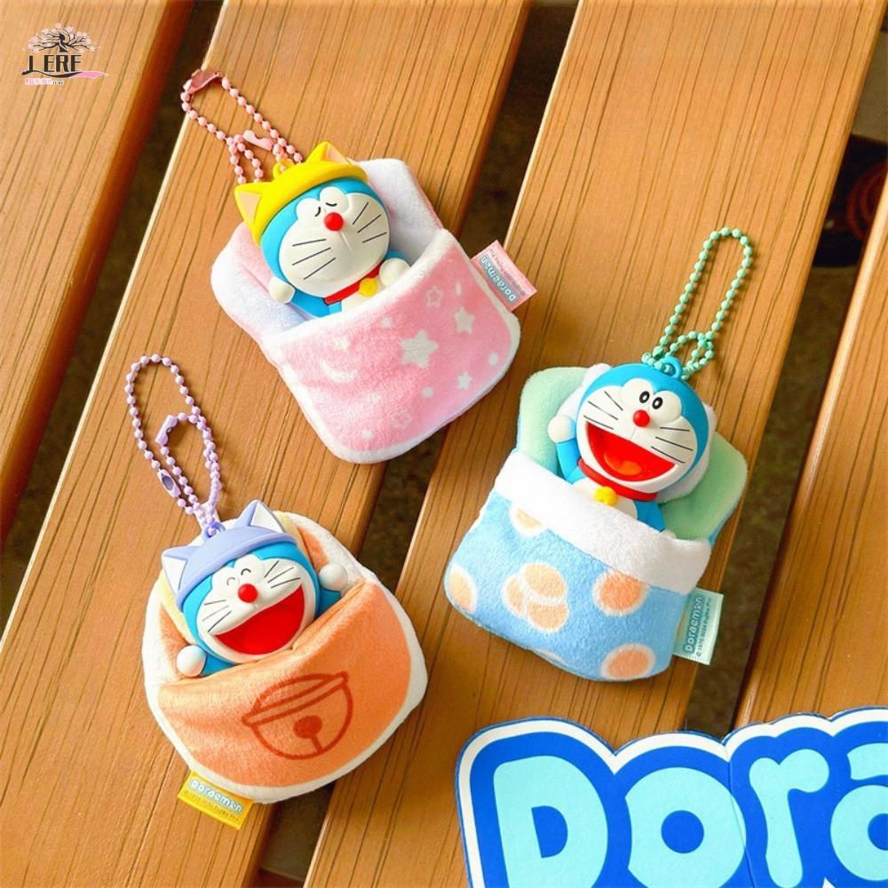 JEREMY1 Sleeping Doraemon พวงกุญแจ, อะนิเมะ Creative Good Night Doraemon พวงกุญแจ, แฟชั่น PVC Kawaii