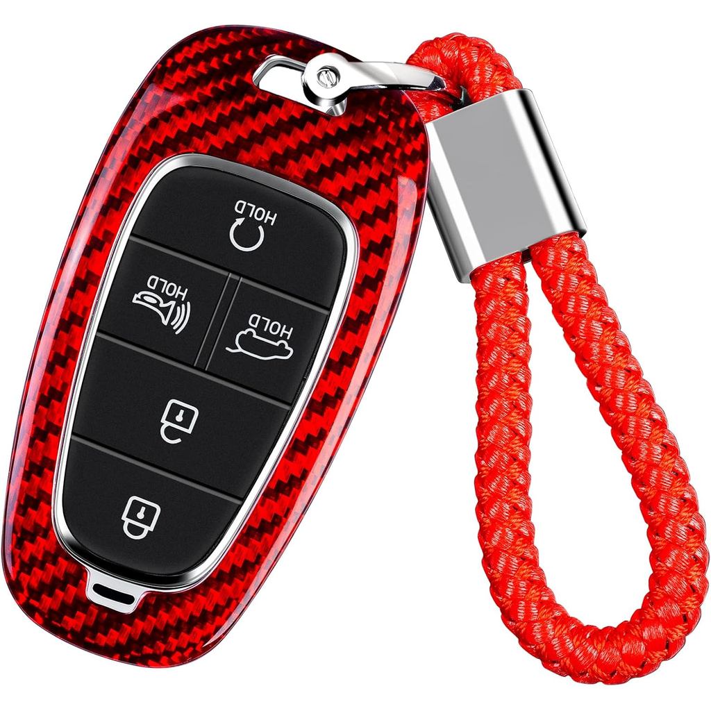 T-carbon Key Fob ฝาครอบใช้งานร่วมกับ Hyundai KeyChain,Real Glass Fiber Key Fob Protector เหมาะสําหรั