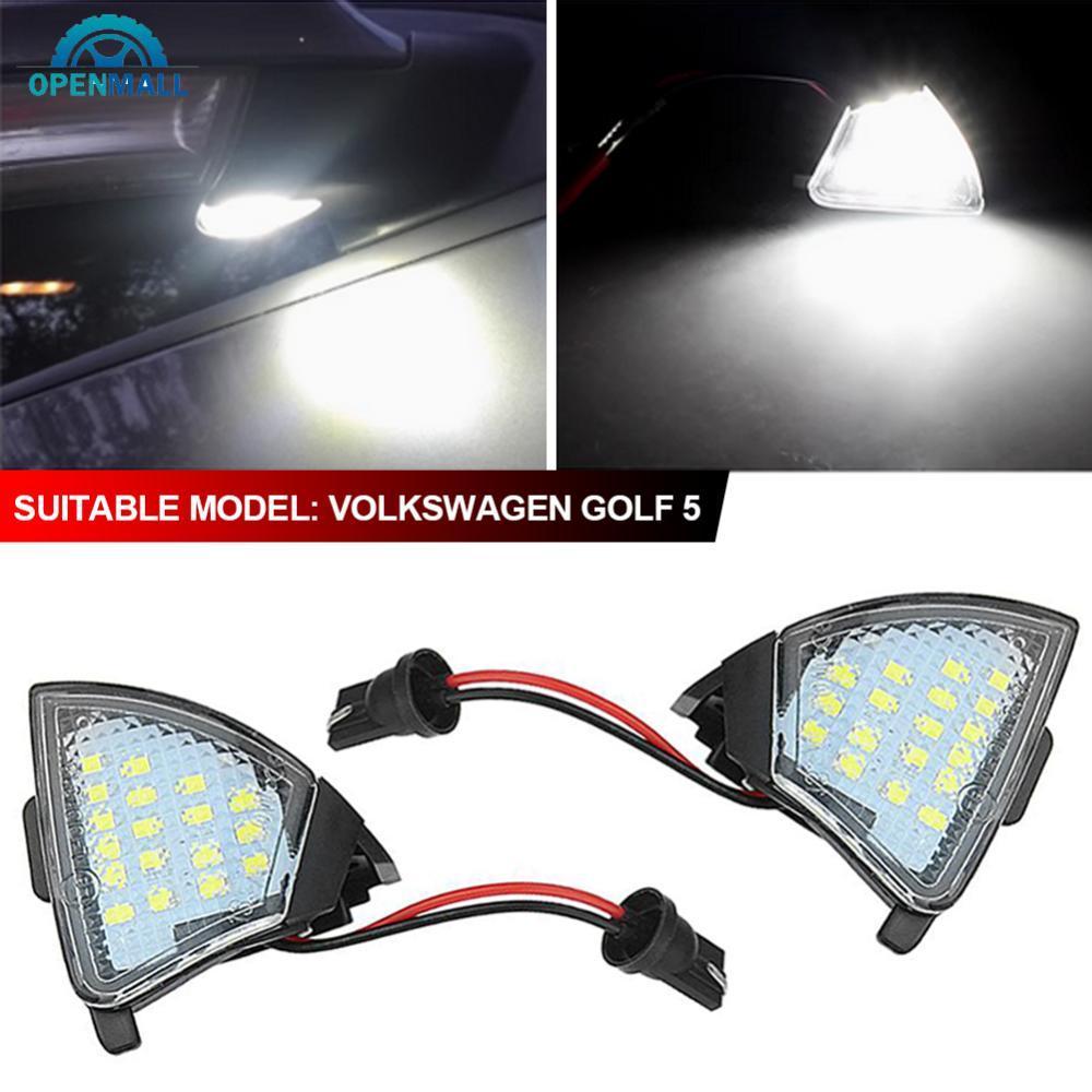 OPENMALL 2 ชิ้นรถ LED ด้านข้างกระจกมองหลังชั้นโคมไฟ Puddle ยินดีต้อนรับสําหรับ VW GOLF 5 GTI V MK5 J
