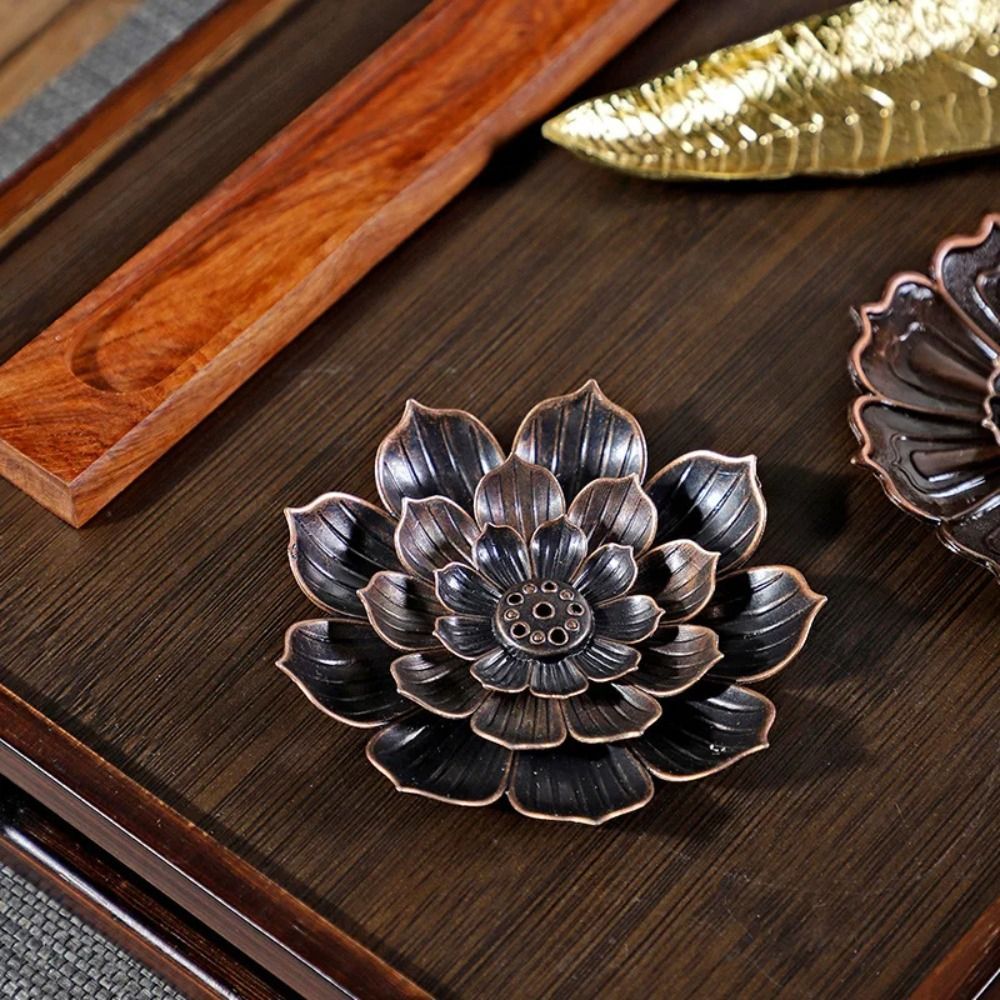 AUGUSTINA กระถางธูป, 2/3 ชั้นที่ถอดออกได้ผู้ถือธูป Ash Catcher, เครื่องประดับ 6 หลุม Lotus Design Vintage Lotus Aromatherapy Stand Office Use ราคา ถูกที่สุด ดีลบีเคเค แกลเลอรีภาพที่ 3
