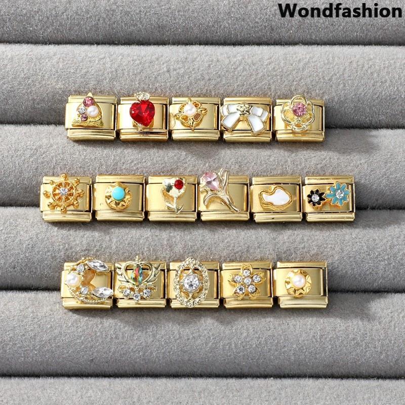 สร้อยข้อมือ charm fit 9 มม. ดอกไม้มุกอิตาเลียน สแตนเลส