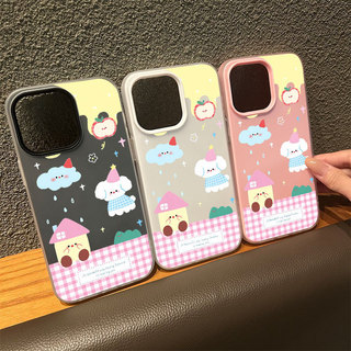 เคสโทรศัพท์แบบ 2 in 1 ซิลิโคนใส เคสเยลลี่ เคสไอโฟน 13 เคสโทรหมาน่ารักสีหลายสี สำหรับ iPhone 16 15 14 13 12 11 Pro Max