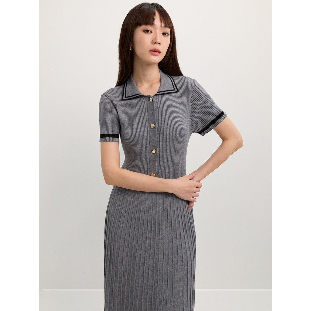 [Pomelo] เดรสคอปกโปโลกระโปรงพลีท / Pleated Polo Dress