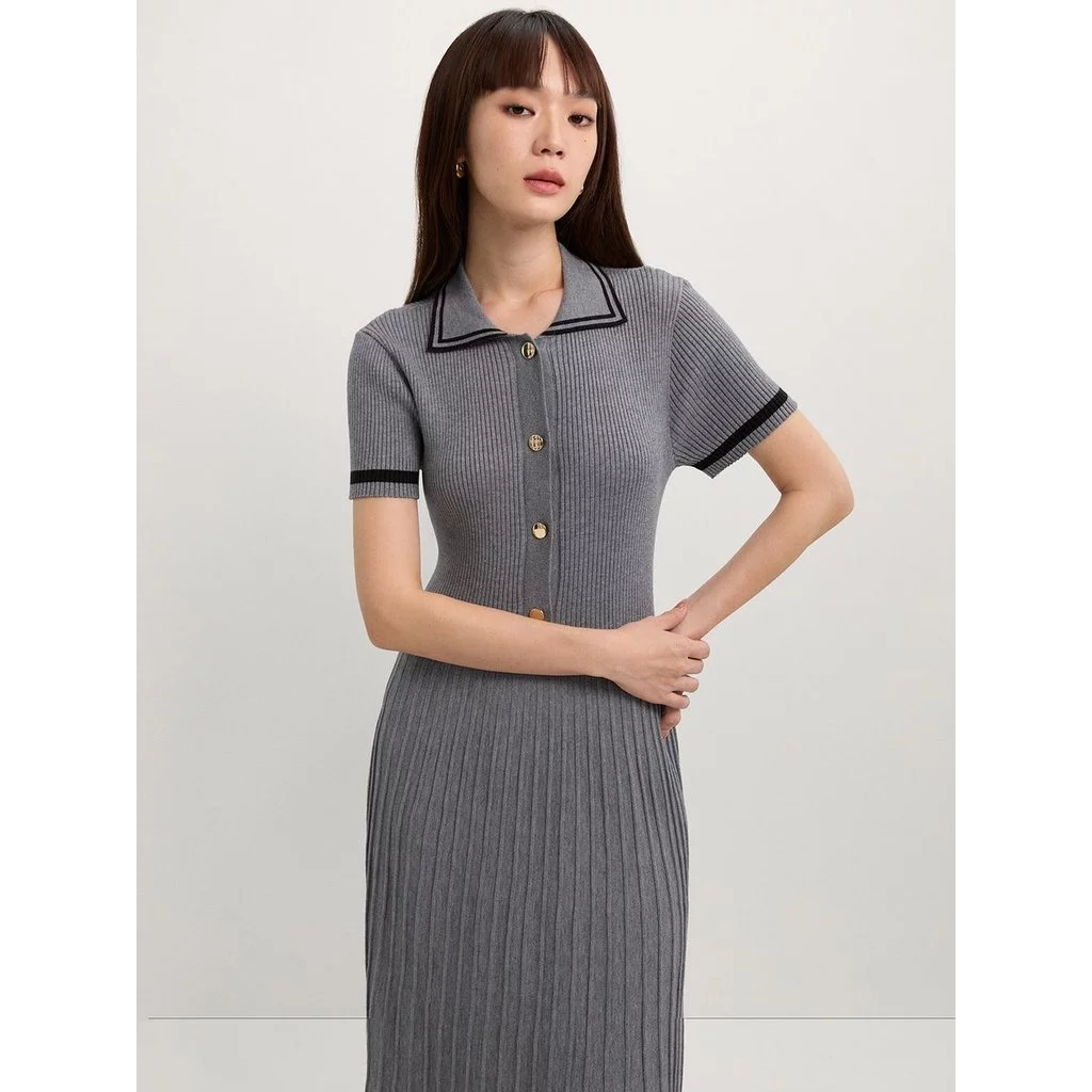 [Pomelo] เดรสคอปกโปโลกระโปรงพลีท / Pleated Polo Dress